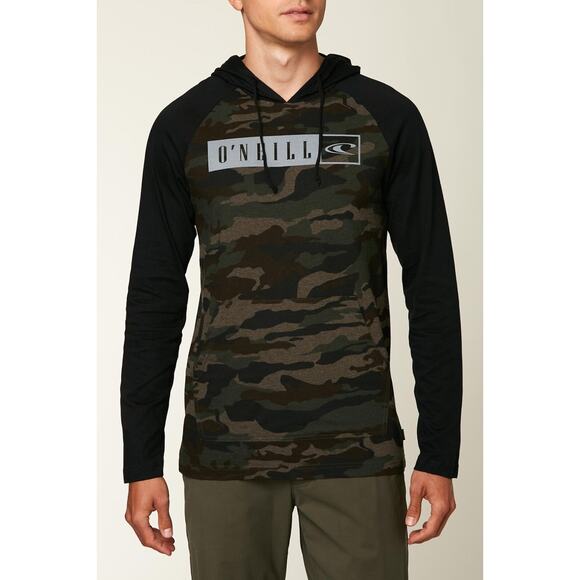 Oneill Mens Fields Hoodie Sweatshirt XXL Green Brown Camo Pullover Standard Fit - Picture 2 of 12